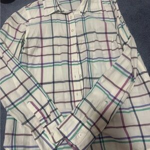 Talbots Women's Plaid Button Down Shirt - Purple, Green, Blue, White